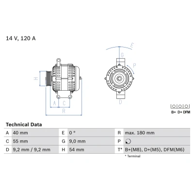 Bild av BOSCH 0 986 084 160 Generator 14V 120A OPEL: Combo C Skåpbil / Kombi, Corsa Hatchback, Astra H Caravan