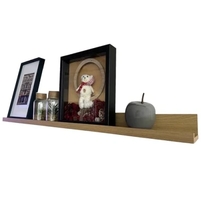 Bild av BD ART vägghylla, svävande hylla, för fotoramar, böcker, 50 cm ek, set om 1, hyllbräda, hylla presentation, dekorationer vardagsrum, kök, arbetsrum
