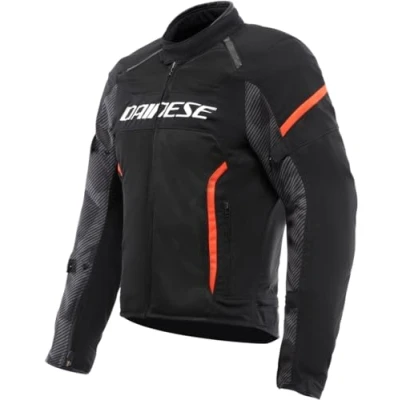Bild av DAINESE Air Frame 3 Tex Jacket, sommarmotorcykeljacka i tyg med vindtätt foder, herr, svart/svart/röd fluo, 58
