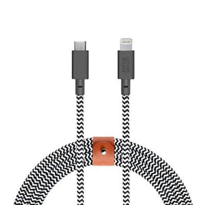 Bild av Native Union Belt USB C till Lightning kabel 3 m ultrastark [MFi certifierad] kompatibel med iPhone 14, 13 och tidigare (Zebra)