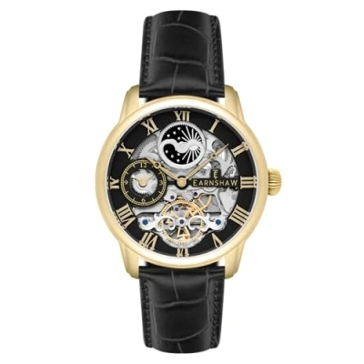 Bild av Thomas Earnshaw Herrklocka 44 mm longitud dubbel tid automatisk skelettklocka med 12 timmar tid, sol och måne display dekorerad rotor, Blå/svart, ES 8006 05