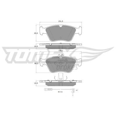 Bild av TOMEX brakes TX 11 471 Jeu de plaquettes frein Essieu avant contact signal d&#039;usure inclus MERCEDES BENZ: Classe E Berline, CLK Coupe