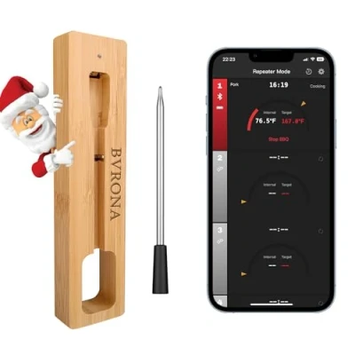 Bild av Trådlös smart köttermometer, 100 m räckvidd, bluetooth, matlagningstermometer, för ugn, grill, rökt mat, rostad airfryer, iOS och Android app