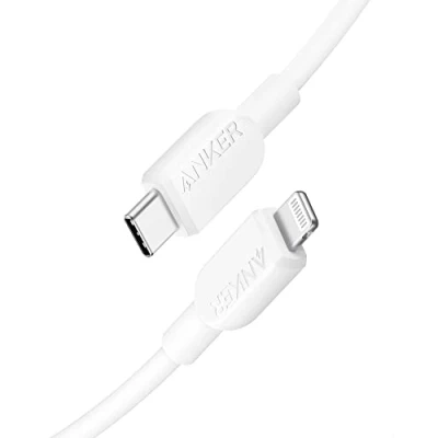 Bild av Anker USB C till Lightning kabel, 310 kabel (vit, 3 fot), MFi certifierad, snabbladdningskabel för iPhone 14 Plus Pro Max 13 12 11 X XS XR (laddare ingår inte)