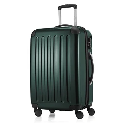 Bild av HAUPTSTADTKOFFER Alex Resväska med hårt skal, vagn, styvt bagage, reseset, TSA, 4 dubbla hjul, Mörkgrön, 65 cm,