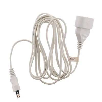 Bild av Zenitech Husförlängningssladd 6A HO3VVH2F 2x 0.75mm² Vit 3m Elektrisk Förlängning Med 2P Kontakt Max Effekt 1380W NF Certifierad