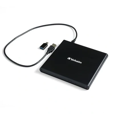Bild av Verbatim 98938 extern slimline USB 2.0 mobil CD/DVD skrivare svart