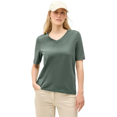 Bild av Cecil Basic V ringad skjorta mörk Balmy khaki XL, Dark Khaki, XL