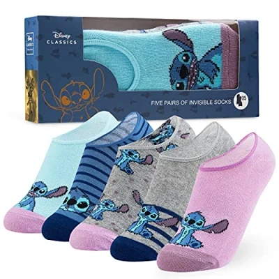 Bild av Disney Socks Girls No Show 5 Pack Invisible lågklippta strumpor, gåvor, En storlek, Grå/blå