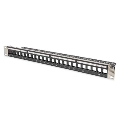 Bild av DIGITUS Patchpanel Modulär För Keystone moduler 19 tum 24 portar Skärmad Rackmontering 0.5U Svart