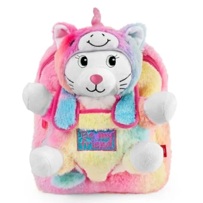 Bild av PERLETTI Ryggsäck med Kawaii Enhörning Plush för Flickor Dagsväska Skolan Förskola Resor i Plysch Mjukisdjur Barn 3 4 5 6 År Småbarn Flicka Skolväska Avtagbart Gosedjur (Ryggsäck)