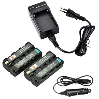 Bild av DSTE® 2 pack ersättningsbatteri och DC01E reseladdare kompatibel för Sony NP F550 F330 F570 CCD RV200 SC5/E SC55E SC55 SC65 SC7 SC7/E SC8/E SC9 TR1 TR11