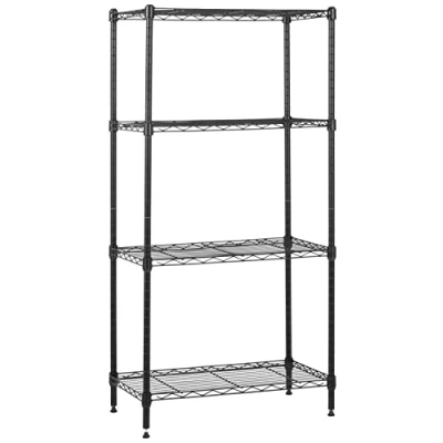 Bild av Amazon Basics Smal förvaringsenhet med 4 hyllor höjdjusterbara och utjämningsfötter, 363 kg maxvikt, svart, 60,1 cm D x 35,6 B 121,9 H