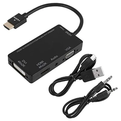 Bild av CableDeconn Multiport 4 i 1 HDMI Till HDMI/DVI/VGA Adapterkabel, med Audio Output Converter (svart)