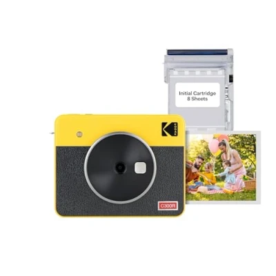 Bild av Kodak Mini Shot 3 Retro bärbar trådlös snabbkamera och fotoskrivare, iOS &amp; Android, Bluetooth, 76 x mm, 4passteknik, 8 ark gul, C300RY
