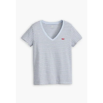 Bild av Levi&#039;s Perfect V NECK Tshirt med print, Storlek: XS, Penny stripe kentucky blue