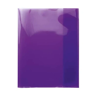 Bild av HERMA 19628 Häftkuvert, kvart, transparent, lila, 10 stycken, häftapparater av slitstark, avtorkningsbar och extra tjock polypropenfolie, transparent häftskydd för skolhäftar, färgade