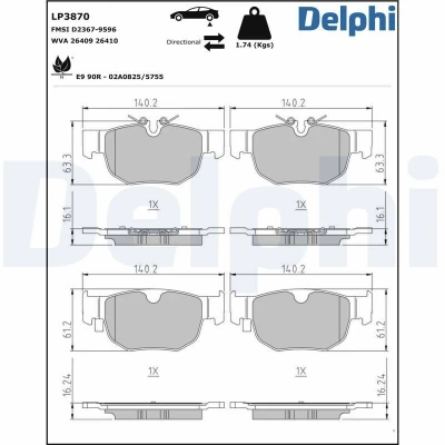 Bild av Bromsbeläggssats, skivbroms DELPHI LP3870