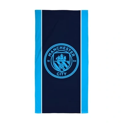 Bild av Manchester City FC Character World officiell handduk Supermjuk känsla, emblem fotbollsklubbdesign Perfekt hemmet, badet, stranden och poolen En storlek 75 cm x 150 100% bomull