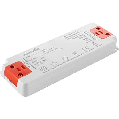 Bild av Poppstar SLIM trafo 24 V (för 0,3 till 30 Watt LEDs) extra platt LED transformator 230 AC/ DC 1,25A