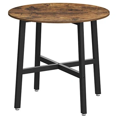 Bild av VASAGLE KDT080B01 Runt köksbord för vardagsrum, kontor, 80 x 75 cm (diameter höjd), industriell stil, rustik brun och svart