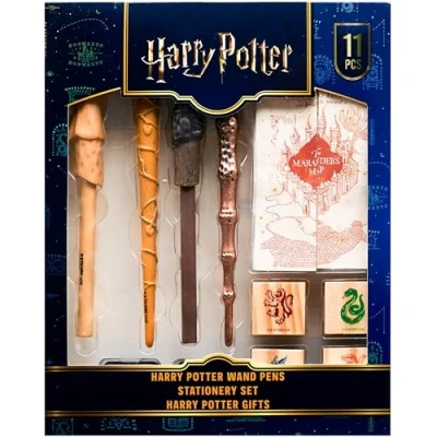Bild av Harry Potter Gåvor Wand Pen Set av 4 brevpappertillbehör med Marauders Map Hogwarts House Stamp Kit and Ink, Flerfärgad