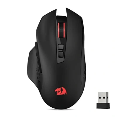 Bild av Redragon M656 Gainer trådlös spelmus, 4 000 DPI 2,4 GHz spelmus med 5 nivåer, 7 makroknappar, röd LED bakgrundsbelyst och Pro programvara/enhet stöds, för PC/Mac/bärbar dator