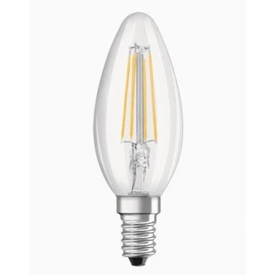 Bild av OSRAM LED BASE CLASSIC B/LED lampa, klassisk mini ljusform, i filamentstil, med skruvbas: E14, 4 W, 220... 240 V, 40 W ersättning, klar, 2700 K, 2 pack