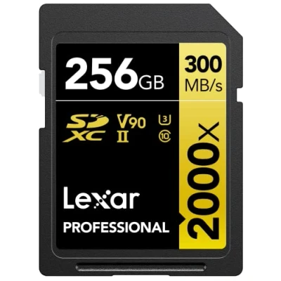 Bild av Lexar Professional 2000x 256 GB SD Kort, SDXC UHS II Minneskort w/o läsare, Upp till 300MB/s läsning, för DSLR, videokameror i biokvalitet (LSD2000256G BNNNG)