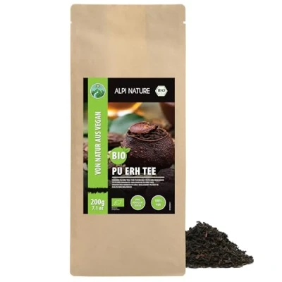 Bild av Alpi Nature ekologisk Pu Erh (200g), löst te, torkad Erh, från kontrollerad odling, 100 procent naturligt, utan tillsatser