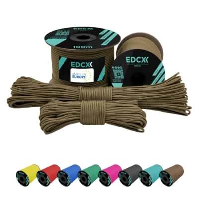 Bild av EdcX 2 mm Nylon Paracord 275 (50 och 100 m) 100% nylonrep, 3 tråds sladd, Nylonsnöre i många färger (Coyote Brown, 50