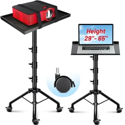 Bild av CAHAYA Projektorstativ med 4 rullar halkfri kudde halkfritt bälte typ hopfällbart stativ konferensrum hem teater justerbar höjd från 73,6 cm till 165 cm, belastning 10 kg CY0332