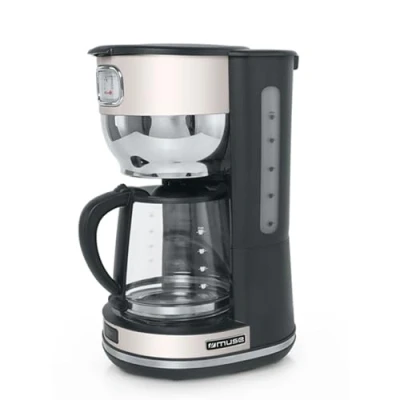 Bild av MUSE Kaffemaskin MS 220 SC med glaskanna, analog display för varmhållning, 10 koppar kapacitet, rostfritt stål, beige