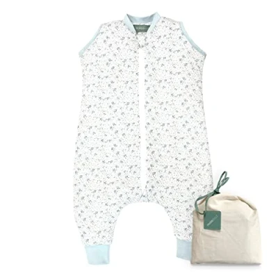Bild av molis&amp;co baby sovsäck med fötter perfekt för vår och höst babysovsäck 1 r värde lätt vadderad 100 % bomull (Oeko TEX 100), premiumkvalitet blå Lily (80 cm)