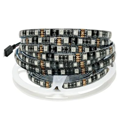 Bild av Tesfish 12V LED Remsa RGB, 5 Meter Strip Light Svart PCB Bräda SMD 5050 IP65 Vattentät 300 LEDs Färgskiftande Ljus för Sovrum, Kök Dekoration