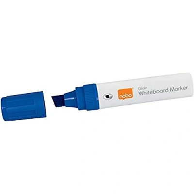 Bild av Nobo Glide Whiteboard Penna Flytande Bläck Stor Mejselspets 4/Fp Blå