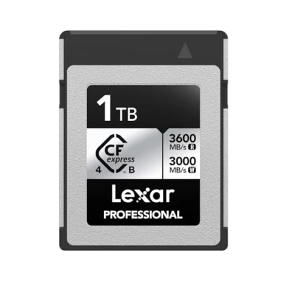Bild av Lexar Professional CFexpress 4.0 Type B Silver Series 1TB, Tybe kort upp till 3600MB/s läsning, 2600MB/s skrivning, CF för 8K Raw video, minneskort kompatibelt med DSLR, bakåt XQD kamera