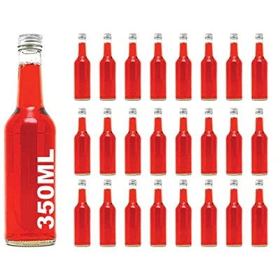 Bild av Casavetro Klart Skruv Top Tomma glasflaskor 350 ml Återanvändbara Påfyllningsbara Twist Av Lock lufttät Metall för Kombucha Ölbryggning Gin Olja Vinäger Öl Vin Cider, Vodka Soda och Vatten (24 x ml)