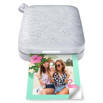 Bild av HP Sprocket Bärbar fotoskrivare (Vit) skriver omedelbart ut 2x3 &quot;ZINK klistermärkefoton från din iOS och Android enhet
