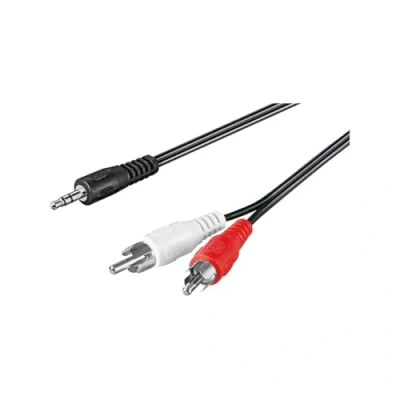 Bild av Goobay 50441 3,5 mm uttag/RCA adapterkabel för hörlursuttag till RCA/3 polig stereo kontakt 2 x RCA kontakt/svart/10 m