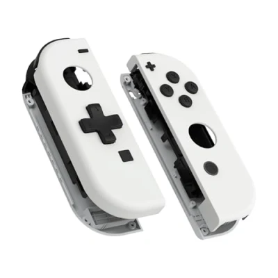 Bild av eXtremeRate Soft Touch Vit Joycon Handheld Controller Hölje (D Pad Version) med Kompletta Knappar, DIY Ersättningsfodral för Switch &amp; OLED Modell Joy Con Konsolskal Ingår INTE