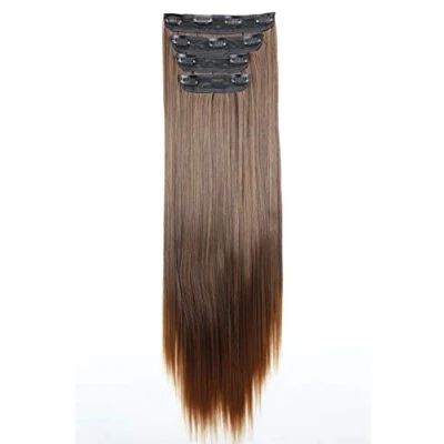 Bild av CAISHA XXL 60cm 4 delar set CLIP IN EXTENSIONS Hårförlängning Hårstycke Volumineus Rak Brun Mix CES305