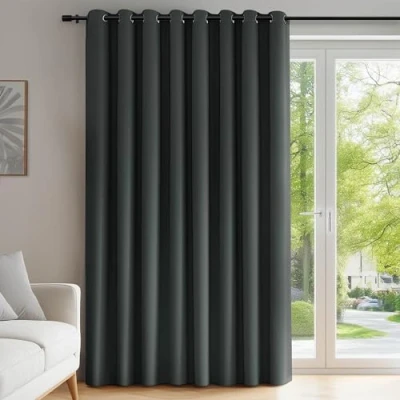 Bild av Deconovo mörkläggningsgardiner ogenomskinliga öljetter sovrumsdörrgardin, 214x254 cm (höjd x bredd), mörkgrå, 1 bit