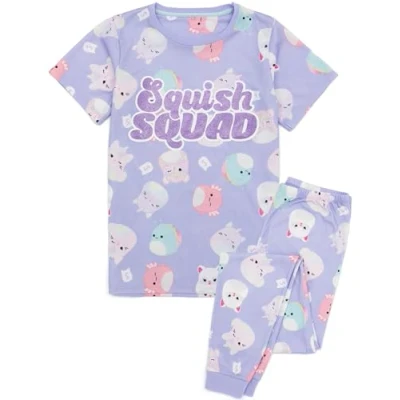 Bild av Squishmallows Flickor Pyjamas Barn Plushies Lila Kortärmad Topp Långa Underdelar Karaktärer Squishy mjuka fyllda plyschdjur varor