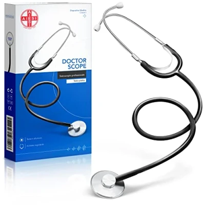 Bild av AIESI® Professionellt stetoskop med platt huvud för vuxna färg svart DOCTOR SCOPE, Garanti 24 månader