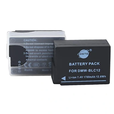 Bild av DSTE 2 st DMW BLC12 BLC12E Li Ion batteri kompatibelt med Panasonic Lumix DMC G7, GH2, FZ330, FZ200, FZ200GK, FZ1000