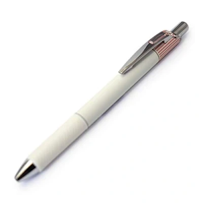 Bild av Pentel EnerGel Clena infällbar flytande gelpenna, mikro fin spets 0,3 mm nålspets, svart bläck, klassisk rosa kropp (BLN73LP A)