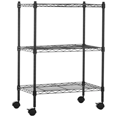 Bild av Amazon Basics Smal förvaringsenhet med hjul och 3 höjdjusterbara hyllor nivelleringsfötter, 340 kg maxvikt, svart, 34 cm D x 58,9 B 83,2 H