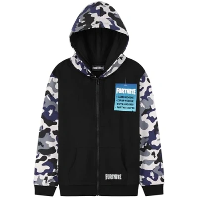 Bild av Fortnite huvtröja för pojkar tonåringar dragkedja jacka varm pullover med huva mysig långärmad speltröja vardaglig mode spelgåvor pojkar, Svart/Camo, 13 14 år