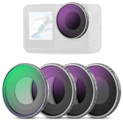 Bild av Neewer CPL &amp; ND filterset för Action 5 Pro (4 pack), + ND8 ND16 ND32 filterkit actionkamera tillbehör flerbelagt HD optiskt glas kompatibelt med DJI Osmo Pro/4, FL A12